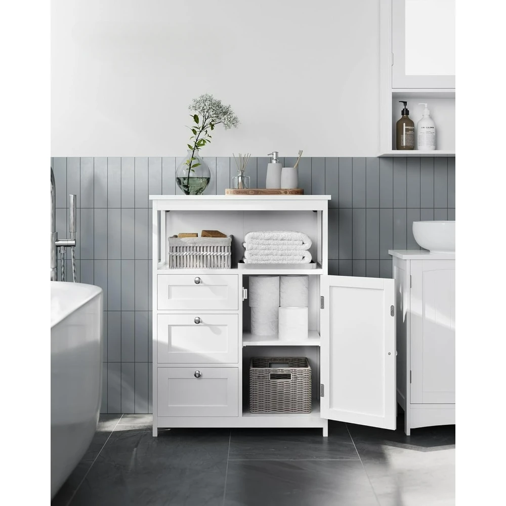 Bathroom cabinet.Bathroom Floor Storage Cabinet, Bathroom Storage Unit with 3 Drawers, Bathroom Cabinet Freestanding, Adjustable
Bathroom cabinet.Bathroom Floor Storage Cabinet, Bathroom Storage Unit with 3 Drawers, Bathroom Cabinet Freestanding, Adjustable