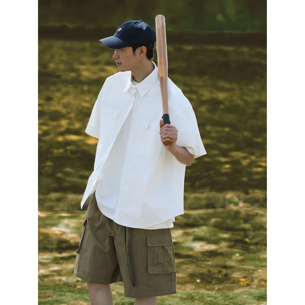 Summer Men's Loose Casual ort Sve irt Retro Japanese Sle f Sve ket Workwear Simple Faion White irt
Summer Men's Loose Casual ort Sve irt Retro Japanese Sle f Sve ket Workwear Simple Faion White irt