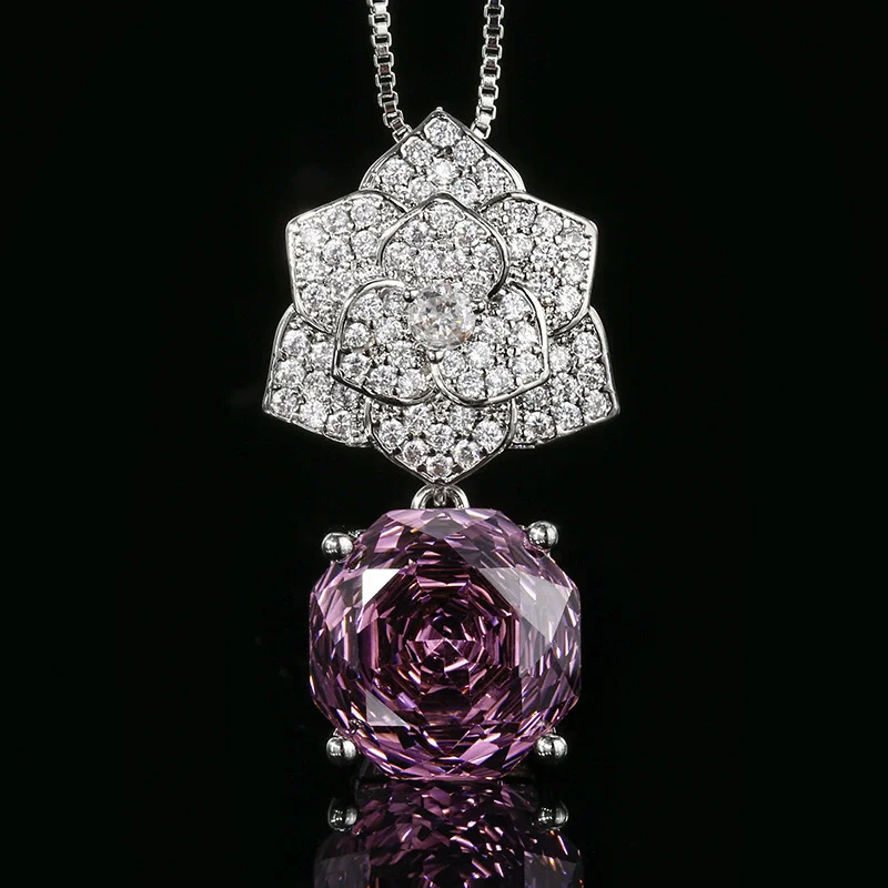 Purple Amethyst Natural Stone Necklace With High Carbon Diamonds Flower Shape For Women
Purple Amethyst Natural Stone Necklace With High Carbon Diamonds Flower Shape For Women