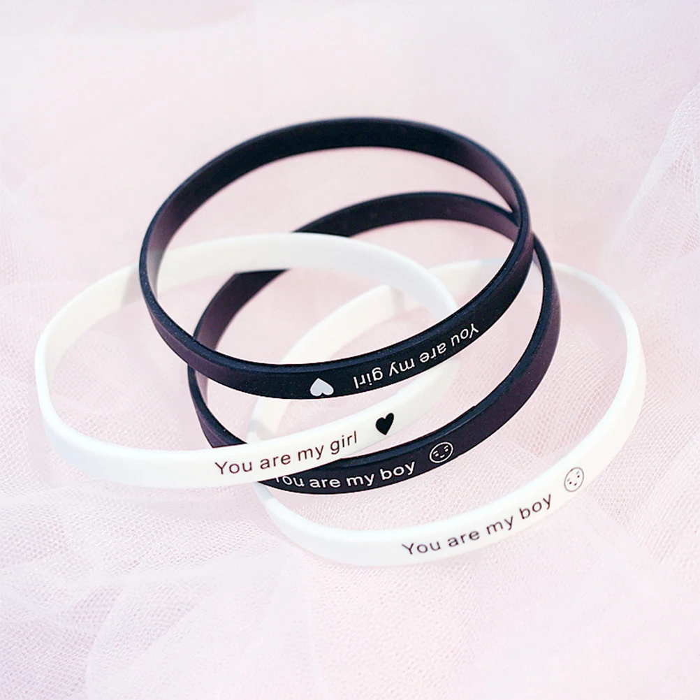 Creative Silicone Wristbands Simple Letter Design Lightweight Comfortable For Party Daily Wear Student Couple Bracelet 
Creative Silicone Wristbands Simple Letter Design Lightweight Comfortable For Party Daily Wear Student Couple Bracelet