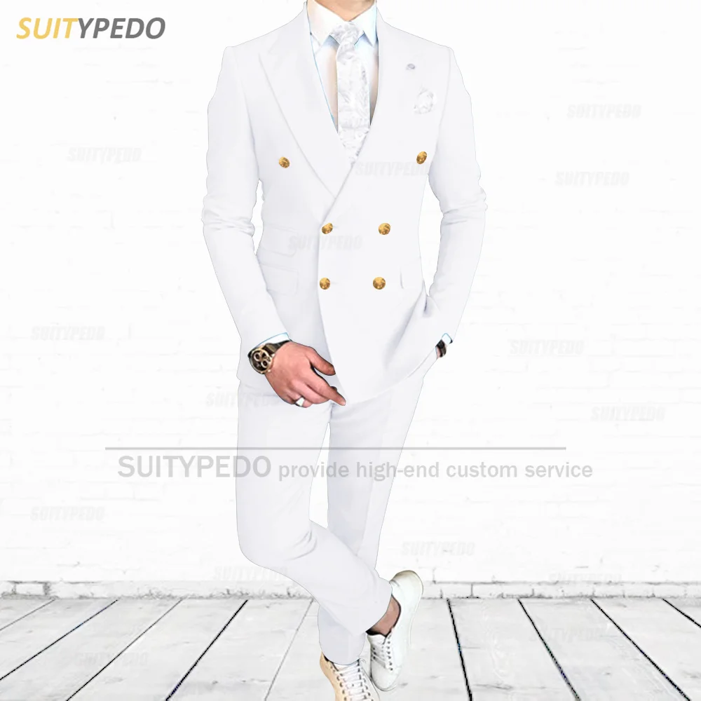2023 New White Suits for Men Formal Slim Fit Double Breasted Blazer Pants 2 Pieces Fashion Prom Business Wedding Tuxedos for Men
2023 New White Suits for Men Formal Slim Fit Double Breasted Blazer Pants 2 Pieces Fashion Prom Business Wedding Tuxedos for Men
