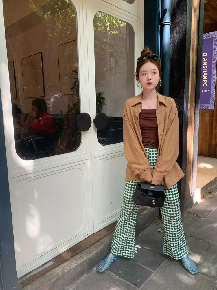 Any Rabbit Double Color Effect irt Woven Gunpoer Brown Retro Fading Texture Cotton Linen Material Long Sve Loose Fit
Any Rabbit Double Color Effect irt Woven Gunpoer Brown Retro Fading Texture Cotton Linen Material Long Sve Loose Fit