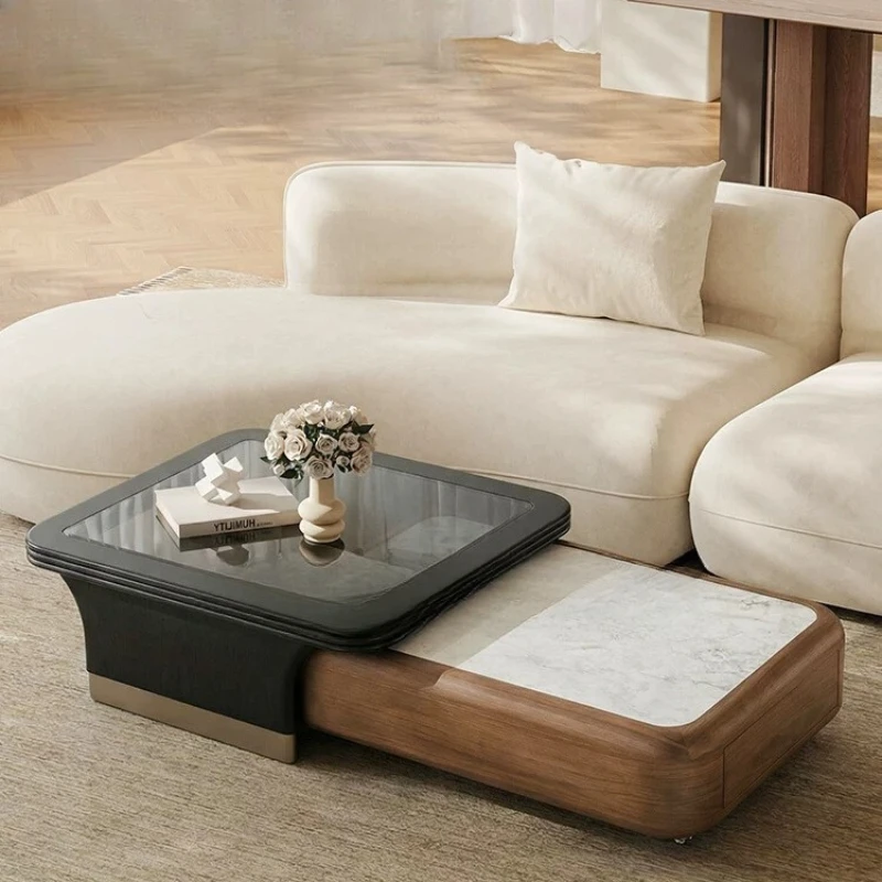 Medieval walnut living room household marble solid wood mobile storage coffee table combination
Medieval walnut living room household marble solid wood mobile storage coffee table combination