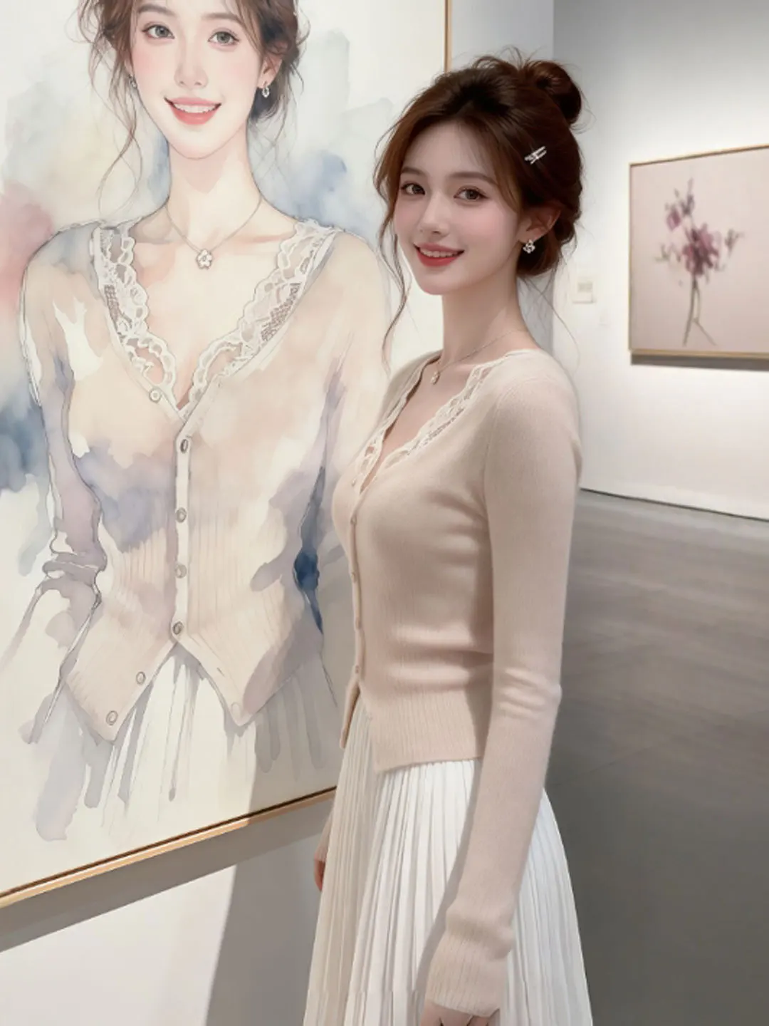 Soft Sle Lace V-Ne Slim Fit Sweater Spring 2026 Faionable Top Youthful Small Stature Beautiful Women's Knitwear
Soft Sle Lace V-Ne Slim Fit Sweater Spring 2026 Faionable Top Youthful Small Stature Beautiful Women's Knitwear