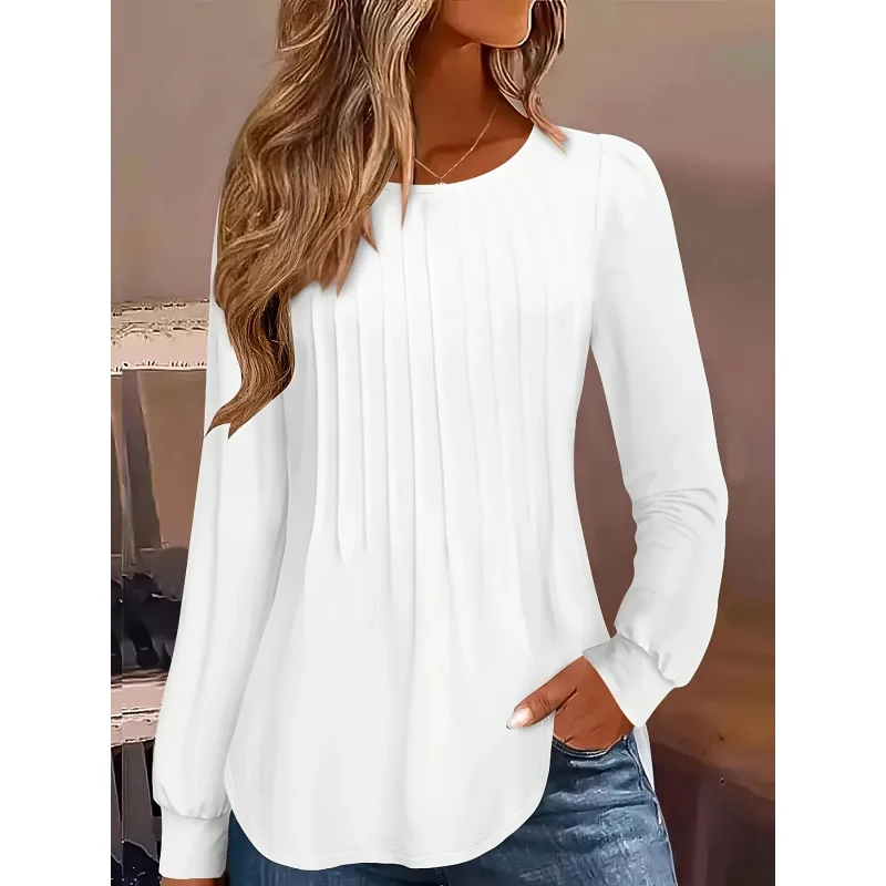 Elegant And Stylish, This Easy Long-Sleeve-Shirt Features Pleats at Bust, Puff Sleeves, And a Solid Color
Elegant And Stylish, This Easy Long-Sleeve-Shirt Features Pleats at Bust, Puff Sleeves, And a Solid Color