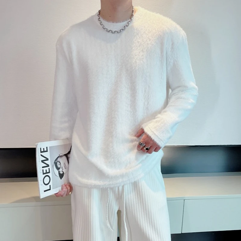 Мужской свитер с круглым вырезом на осень-зиму, с длинными рукавами, свободного кроя, мягкий и универсальный, повседневный, вязаный пуловер
Мужской свитер с круглым вырезом на осень-зиму, с длинными рукавами, свободного кроя, мягкий и универсальный, повседневный, вязаный пуловер