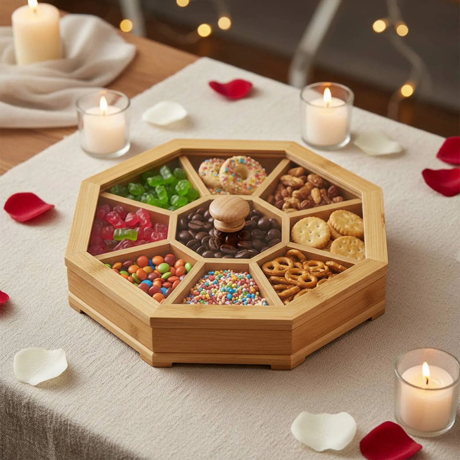 Covered Snack Organizer Multiuse Design Multi Compartment Tray Bamboo Snack Tray Easy to Clean Divided Bamboo Platter Food Safe
Covered Snack Organizer Multiuse Design Multi Compartment Tray Bamboo Snack Tray Easy to Clean Divided Bamboo Platter Food Safe