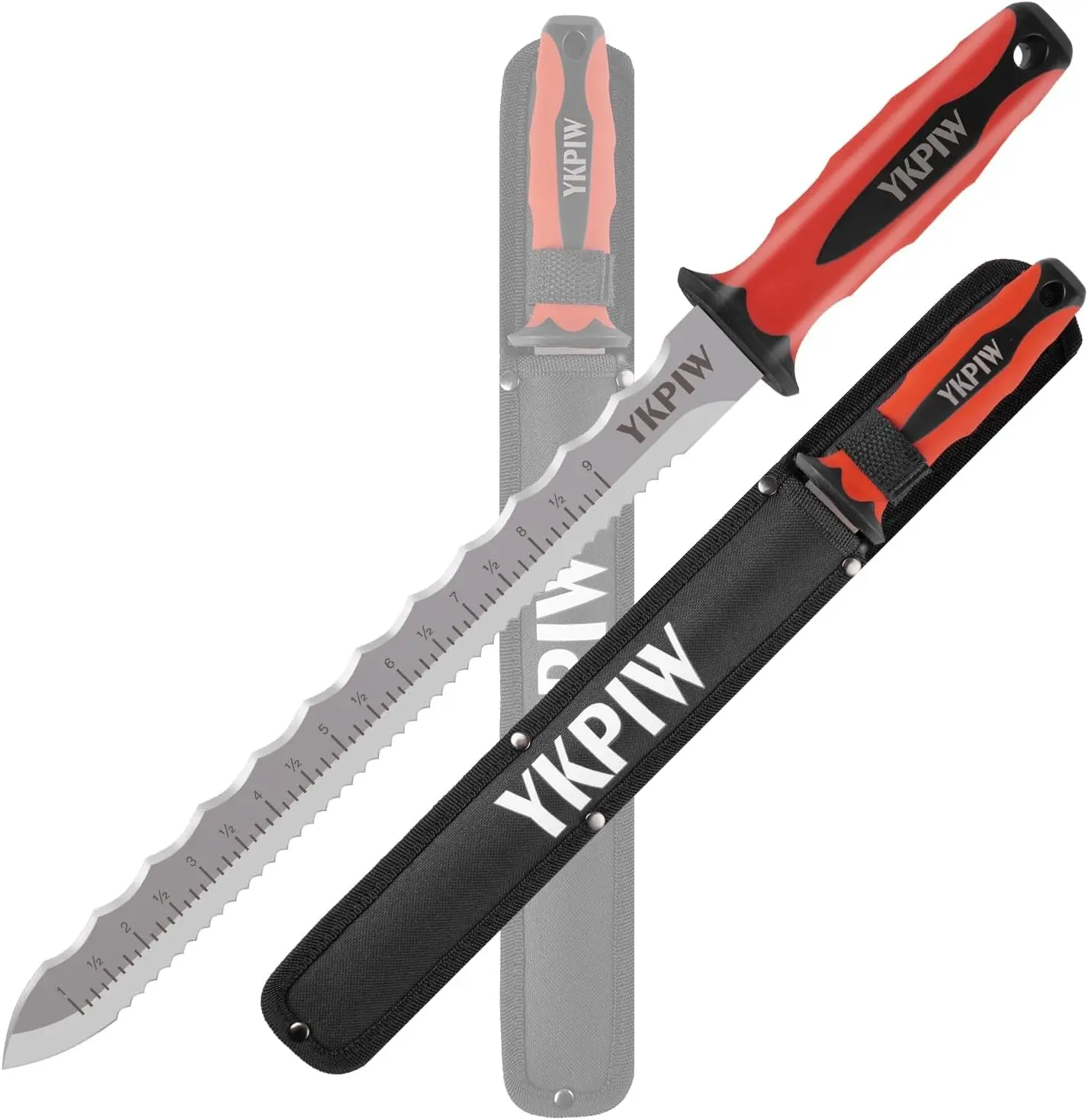 Insulation Knife with Scale, Stainless Steel Serrated Blade, Nylon Sheath for Foam, Rockwool, Drywall, Garden
Insulation Knife with Scale, Stainless Steel Serrated Blade, Nylon Sheath for Foam, Rockwool, Drywall, Garden