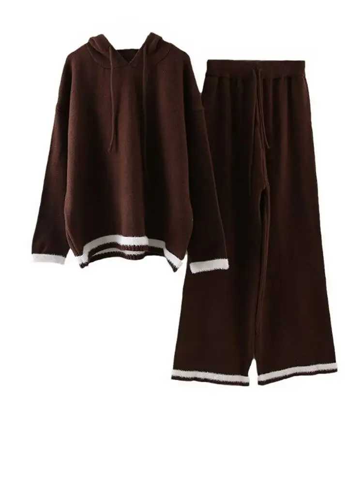 Black Big Size Sweater Wide Leg Pants Two Piece Suit New Hooded Long Sleeve Women Fashion Spring Autumn 2026 WPPM
Black Big Size Sweater Wide Leg Pants Two Piece Suit New Hooded Long Sleeve Women Fashion Spring Autumn 2026 WPPM