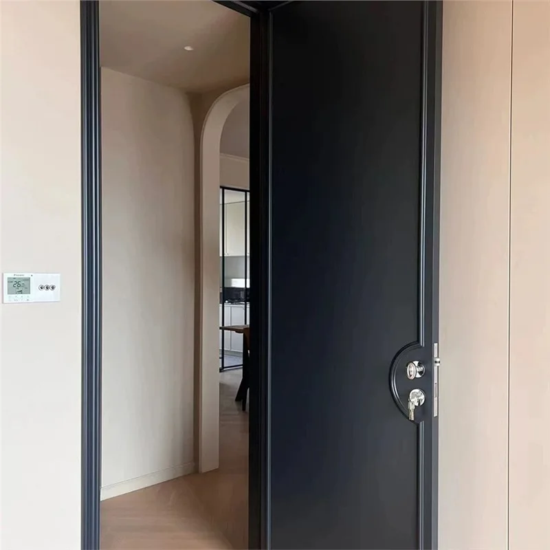 Open door bedroom wind room baked French door solid wood cream black lacquer single composite bedroom retro door arc arch 
Open door bedroom wind room baked French door solid wood cream black lacquer single composite bedroom retro door arc arch