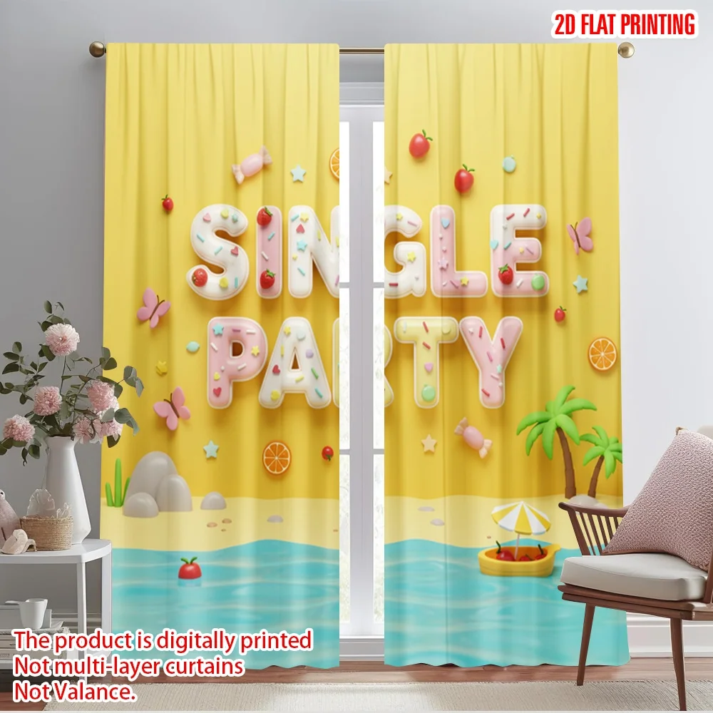 2pcs 2D flat printing Curtain Single Party Summer Beach 100% Polyester Fabric Without Electricity Birthday Party for Holiday
2pcs 2D flat printing Curtain Single Party Summer Beach 100% Polyester Fabric Without Electricity Birthday Party for Holiday