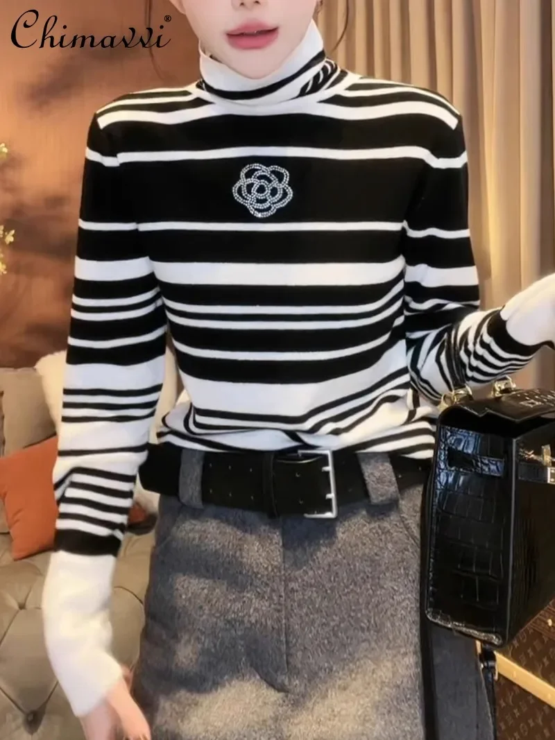 Autumn and Winter European Hot Diamonds Classic Striped Turtleneck Wool Knitted Temperament Inner Top Bottoming Shirt For Women
Autumn and Winter European Hot Diamonds Classic Striped Turtleneck Wool Knitted Temperament Inner Top Bottoming Shirt For Women