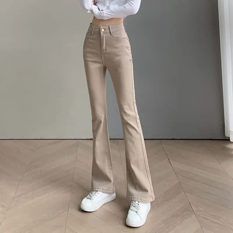Retro Slim Fit Skinny Denim Pants for Women Khaki Flared Trousers High Waist Shot Womens Bell Bottom Jeans South Korea Unique A
Retro Slim Fit Skinny Denim Pants for Women Khaki Flared Trousers High Waist Shot Womens Bell Bottom Jeans South Korea Unique A