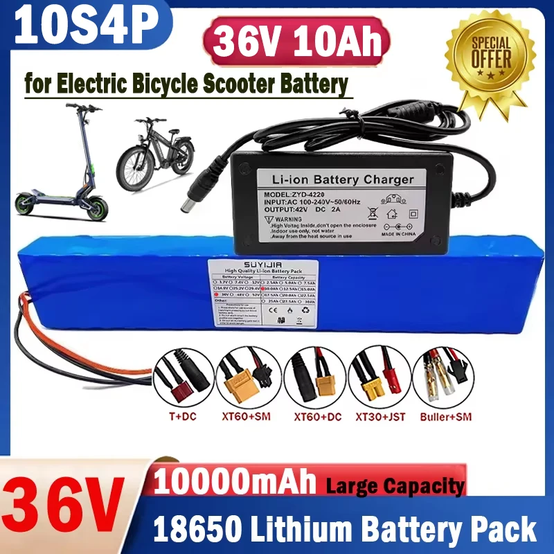 New 18650 10S4P 36V 10Ah Rechargeable Lithium-ion Battery Pack 10000mAh for Motorcycles Electric Vehicles Bicycle Scooters +BMS
New 18650 10S4P 36V 10Ah Rechargeable Lithium-ion Battery Pack 10000mAh for Motorcycles Electric Vehicles Bicycle Scooters +BMS