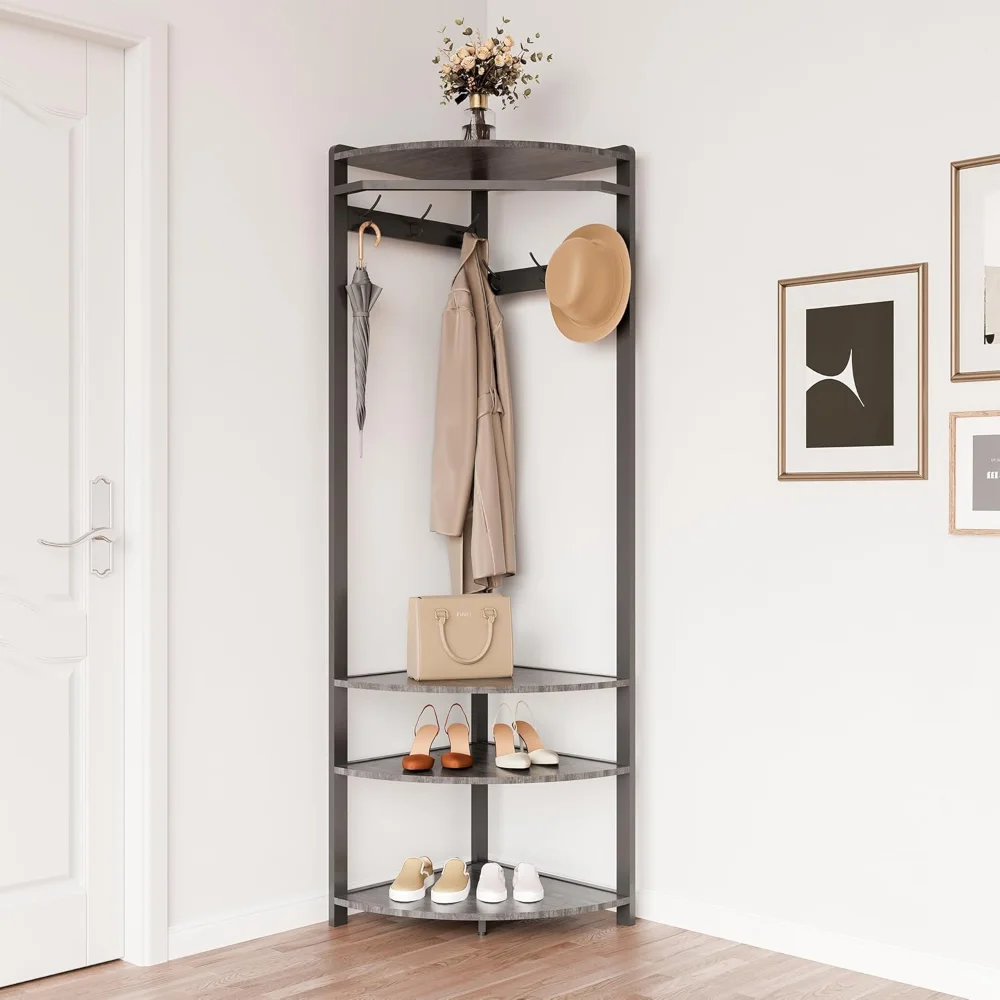 Coat Rack Stand Corner Hall Tree with Shoe Bench 6 Hooks and Storage Shelf Freestanding Coat Rack Coat Stand with 3 Shelves
Coat Rack Stand Corner Hall Tree with Shoe Bench 6 Hooks and Storage Shelf Freestanding Coat Rack Coat Stand with 3 Shelves