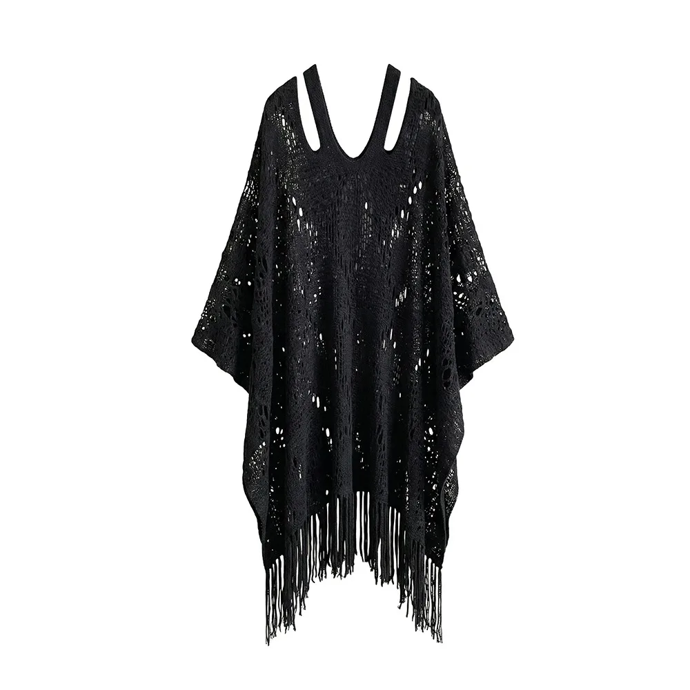 Solid Color Sun Protection Bohemian Shawl Tassels Plus Size Knit Hollow Out Top Loose Beach Wear Summer Beach Cloak Vacation
Solid Color Sun Protection Bohemian Shawl Tassels Plus Size Knit Hollow Out Top Loose Beach Wear Summer Beach Cloak Vacation