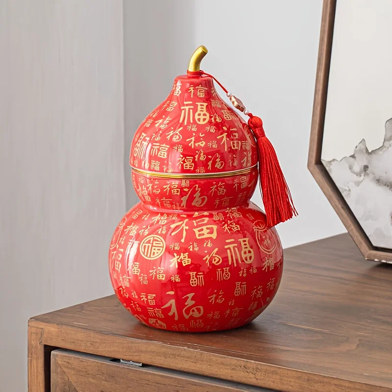 Ceramic Chinese Characters Gourd Jar | Round Ceramic Decorative Container with Flip Top for Home Festive Decorations
Ceramic Chinese Characters Gourd Jar | Round Ceramic Decorative Container with Flip Top for Home Festive Decorations