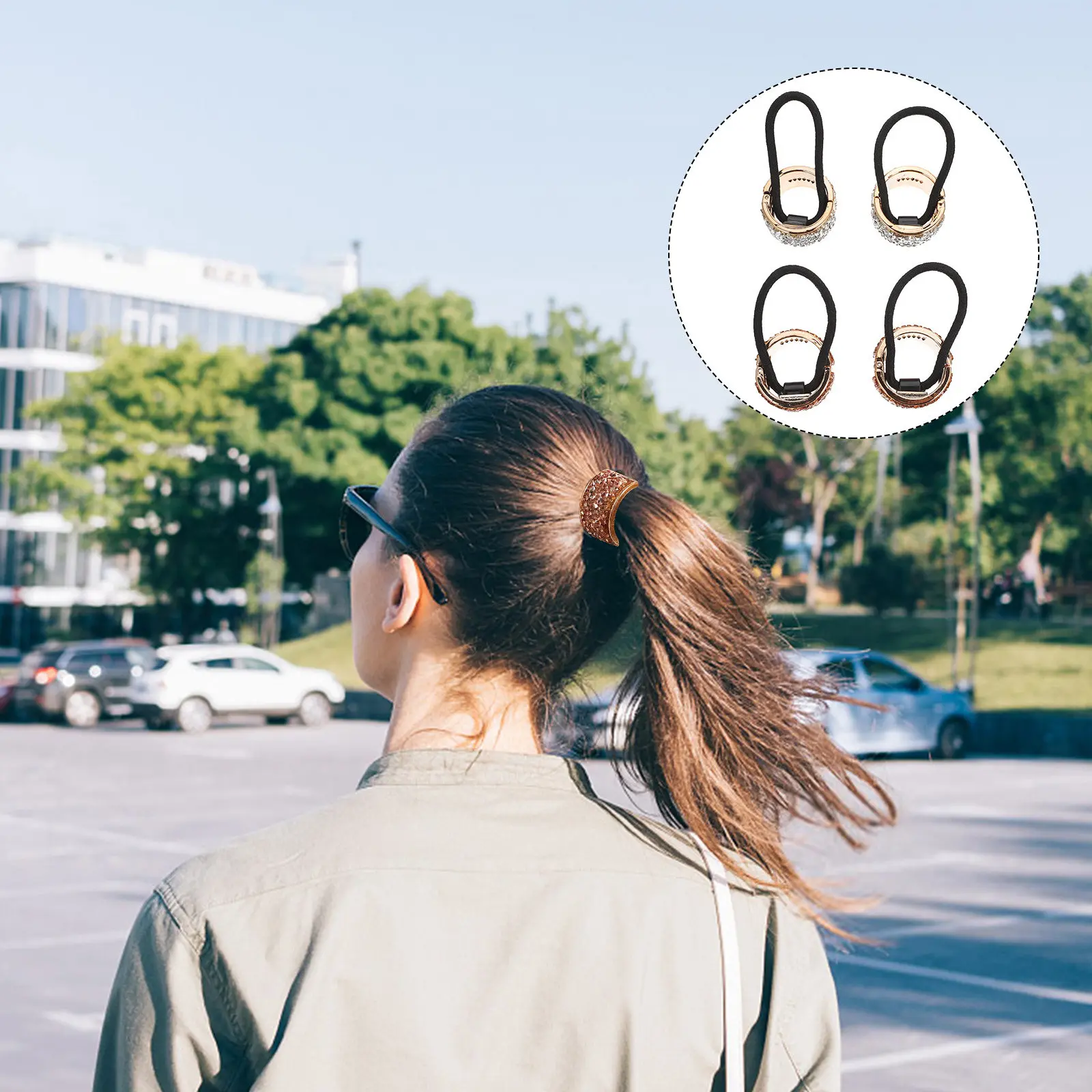 4Pcs Hair Ponytail Holder Rings Rhinestone Cuff Hair Accessory Women Fashion Elegant Ponytail Styling Tool Women Headdress
4Pcs Hair Ponytail Holder Rings Rhinestone Cuff Hair Accessory Women Fashion Elegant Ponytail Styling Tool Women Headdress