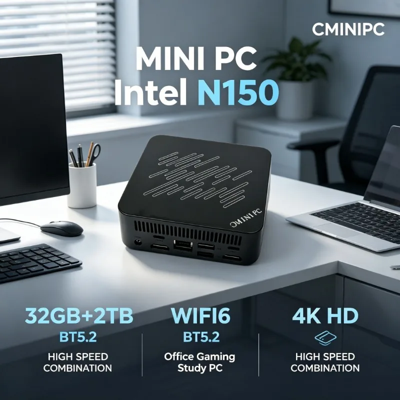 New Arrival! N150 Mini PC 32GB+2TB High Speed Combo, WiFi6, BT5.2, 4K HD, Portable Desktop for Office, Gaming & Study
New Arrival! N150 Mini PC 32GB+2TB High Speed Combo, WiFi6, BT5.2, 4K HD, Portable Desktop for Office, Gaming & Study