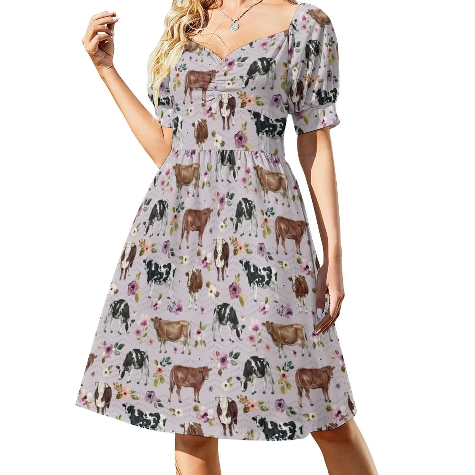 Cows and Flowers, Lavender, Watercolor Floral, Western, Cow Painting, Country Sleeveless Dress Dresses gala
Cows and Flowers, Lavender, Watercolor Floral, Western, Cow Painting, Country Sleeveless Dress Dresses gala
