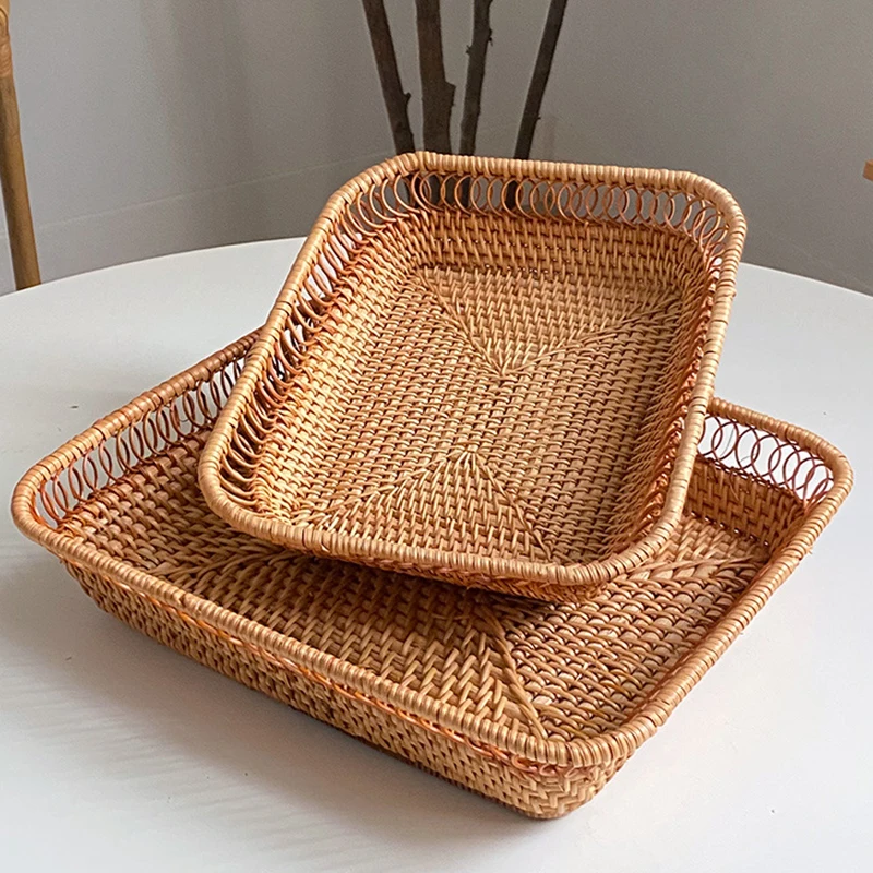 Handwoven Rattan Storage Basket, Square Tray, Picnic Basket, Bread, Food Plate, Fruit Cake, Sundries Box, Home Desk Decoration
Handwoven Rattan Storage Basket, Square Tray, Picnic Basket, Bread, Food Plate, Fruit Cake, Sundries Box, Home Desk Decoration
