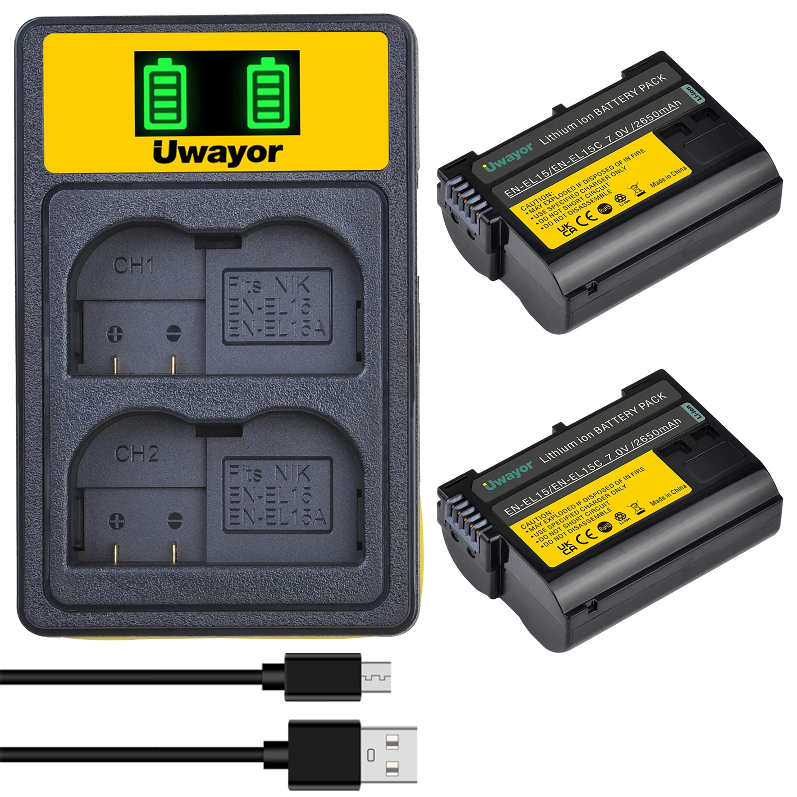 UWayor EN-EL15C EN-EL15 Battery and Charger for Nikon Z5, Z6, Z6 II, Z7, Z7II, D500, D600, D610, D750, D780, D7500, D800, D850
UWayor EN-EL15C EN-EL15 Battery and Charger for Nikon Z5, Z6, Z6 II, Z7, Z7II, D500, D600, D610, D750, D780, D7500, D800, D850