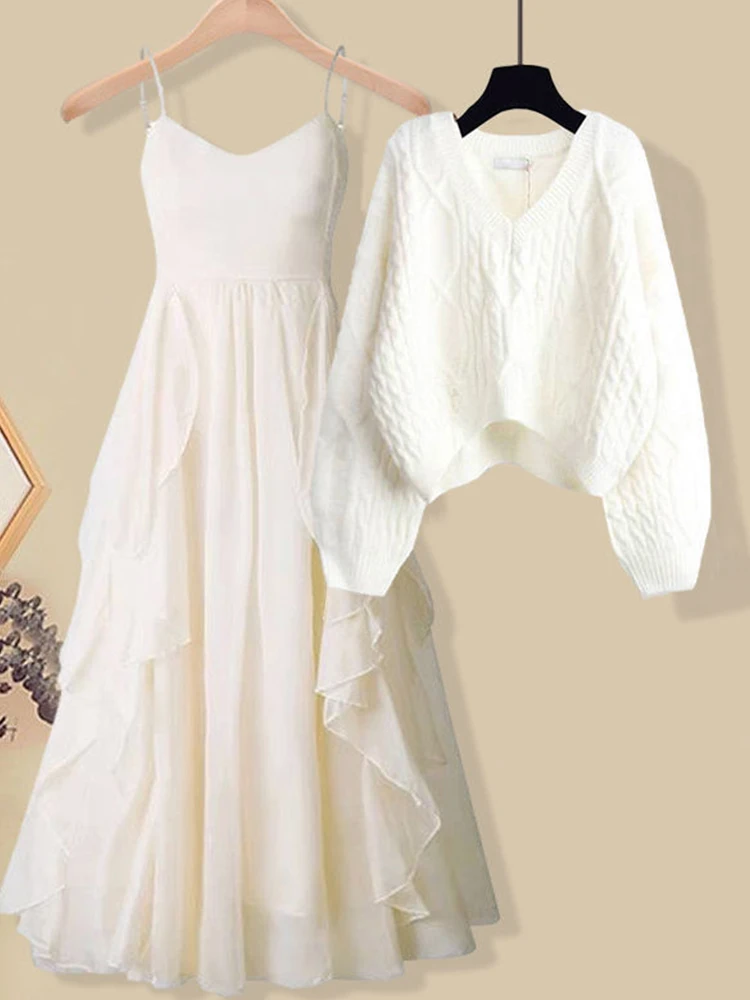 Модный вязаный свитер с v-образным вырезом и высокой талией, облегающая юбка-миди, комплект из двух предметов, осень 2021, Ele, нежный, повседневный, для поездок на работу
Модный вязаный свитер с v-образным вырезом и высокой талией, облегающая юбка-миди, комплект из двух предметов, осень 2021, Ele, нежный, повседневный, для поездок на работу