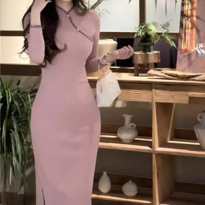 7556 Трикотажное платье Cheongsam Rich Lady из нежного жаккарда с бисером, облегающее платье с разрезом для женщин
7556 Трикотажное платье Cheongsam Rich Lady из нежного жаккарда с бисером, облегающее платье с разрезом для женщин