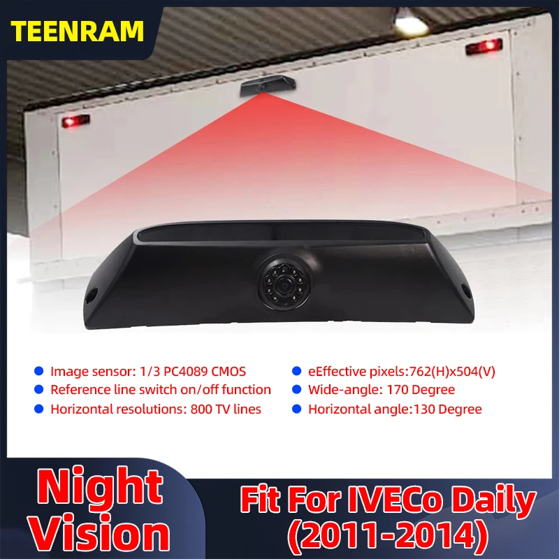 TEENRAM IVECO Dairy Waterproof Reference Line Optional Seven Inch Monitor Reverse Brake Light Cvbs Rear Camera 4089 Chips