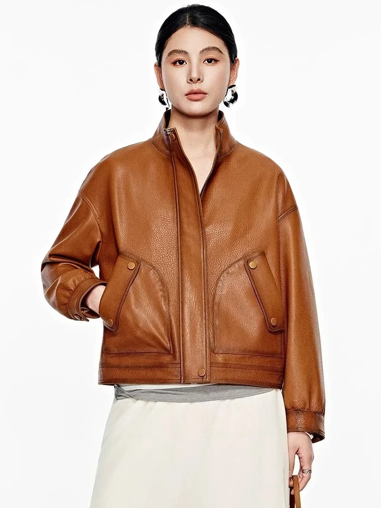 Casual Short Genuine Leather Jackets for Women Spring Autumn High-end Simple Stand Collar Lychee Texture Real Sheepskin Coat
Casual Short Genuine Leather Jackets for Women Spring Autumn High-end Simple Stand Collar Lychee Texture Real Sheepskin Coat