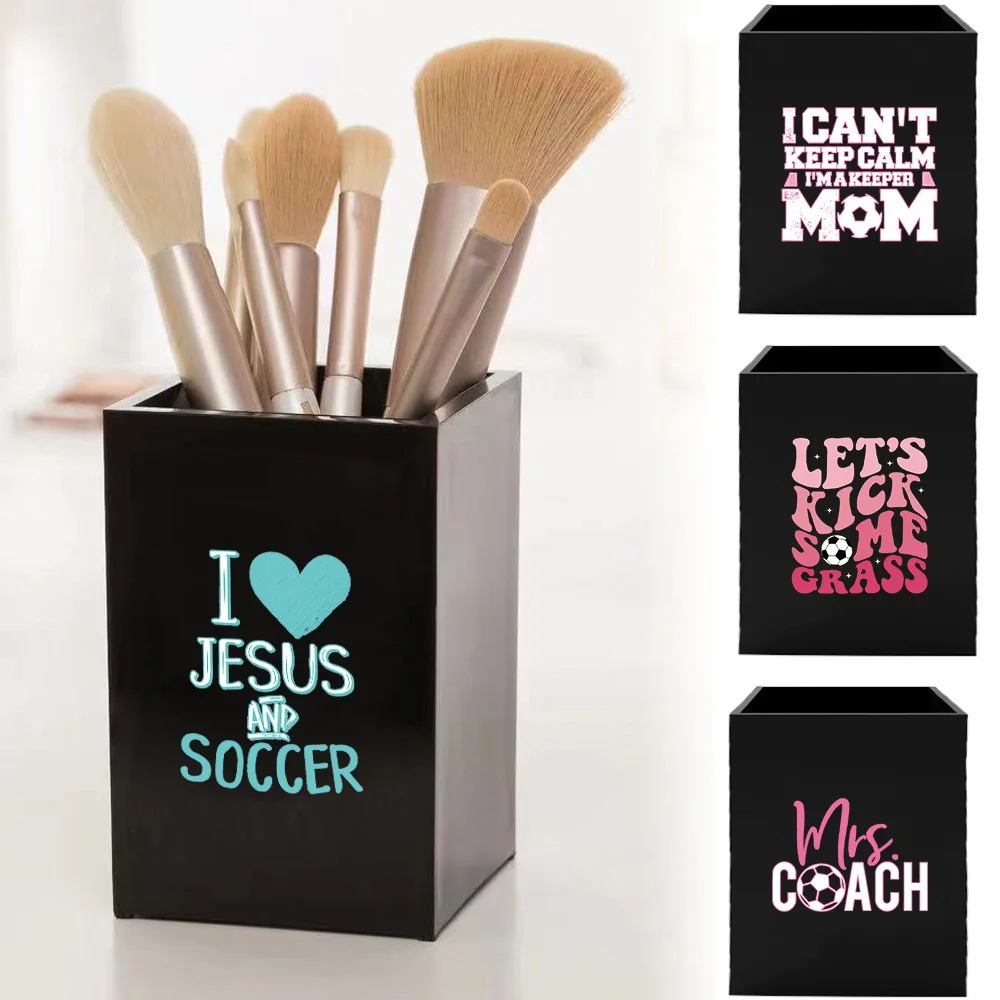 Acrylic Pen Holder Square Makeup Brush Holder Multifunctional Desk Organizer For Office & Home Soccer Text Pattern
Acrylic Pen Holder Square Makeup Brush Holder Multifunctional Desk Organizer For Office & Home Soccer Text Pattern