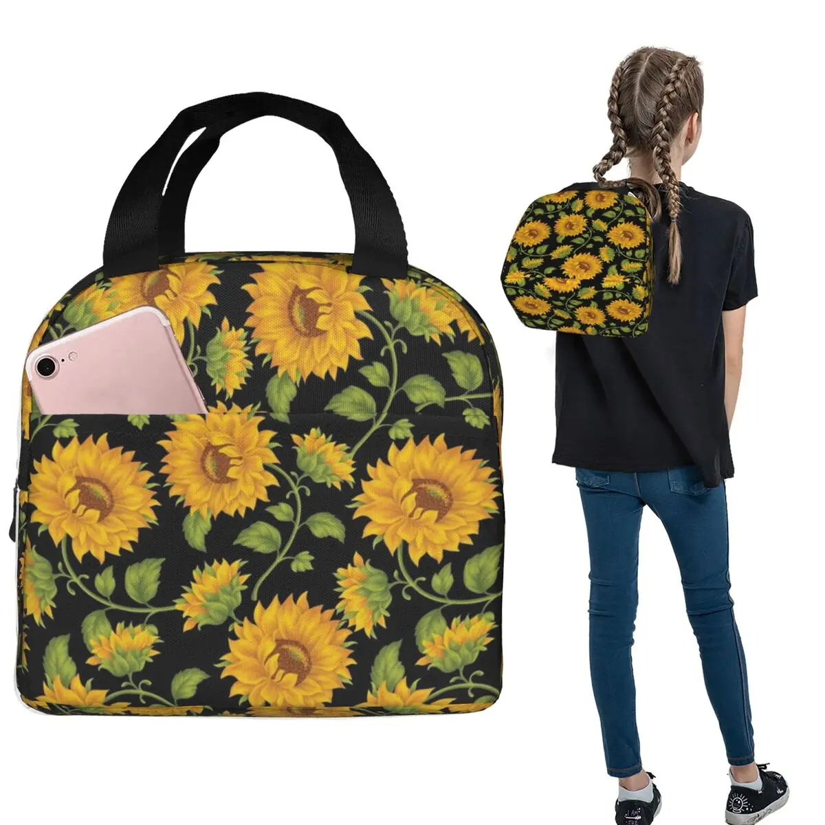 Sunflower Insulated Lunch Bag for Women Children Portable Food Boxes Thermal Lunch Box Tote
Sunflower Insulated Lunch Bag for Women Children Portable Food Boxes Thermal Lunch Box Tote