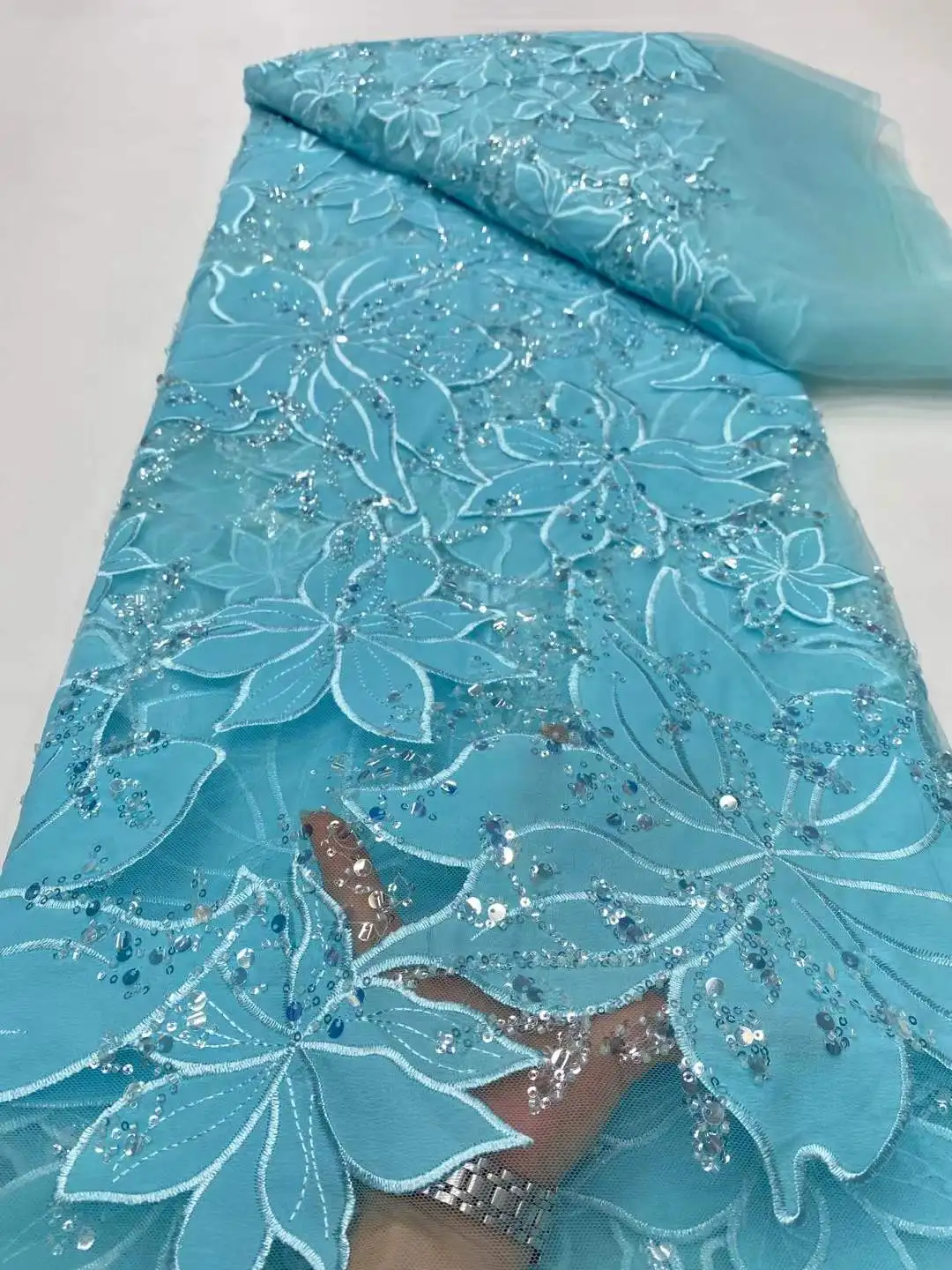 Latest African Top Quality Excellent Beaded Lace Fabric Chiffon French Mesh Sequins Lace Fabric Nigerian Tulle Lace For Party
Latest African Top Quality Excellent Beaded Lace Fabric Chiffon French Mesh Sequins Lace Fabric Nigerian Tulle Lace For Party