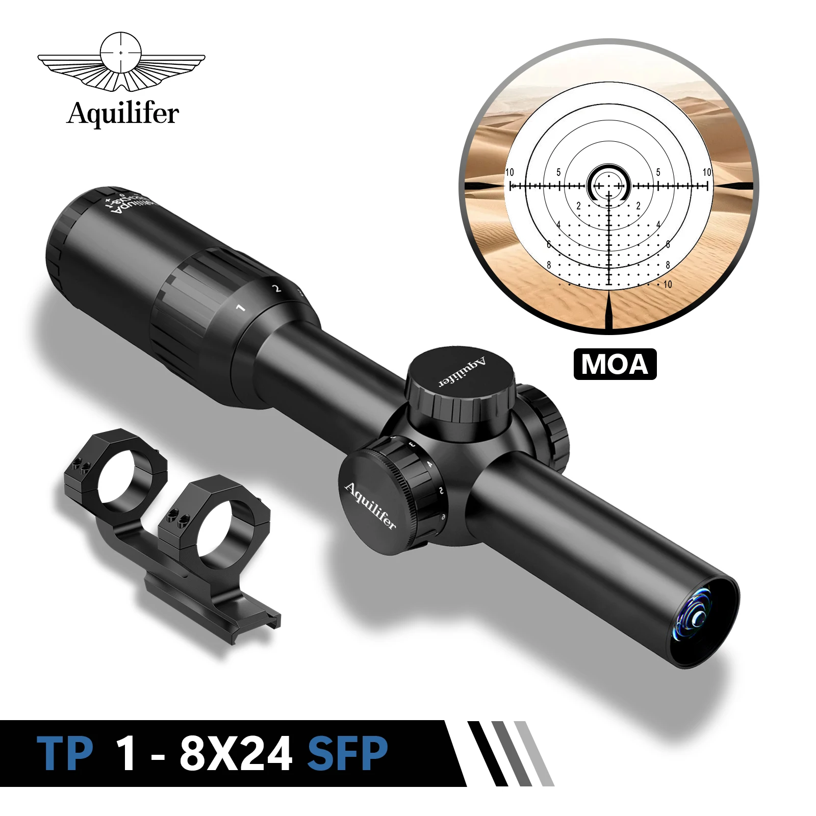 Aquilifer TP 1-8x24 SFP Rifle Scope Red Illuminated Reticle 11 Levels Second Focal Plane Tactical Hunting Optics for AR Rifles
Aquilifer TP 1-8x24 SFP Rifle Scope Red Illuminated Reticle 11 Levels Second Focal Plane Tactical Hunting Optics for AR Rifles
