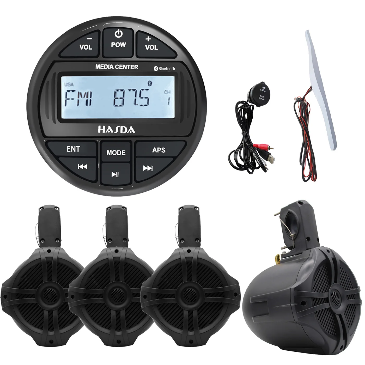 HASDA Водонепроницаемые морские 6,5-дюймовые подвесные колонки H-6106*4 + Bluetooth MP3-радиоплеер H-311 + USB-кабель даты + комплект антенны
HASDA Водонепроницаемые морские 6,5-дюймовые подвесные колонки H-6106*4 + Bluetooth MP3-радиоплеер H-311 + USB-кабель даты + комплект антенны