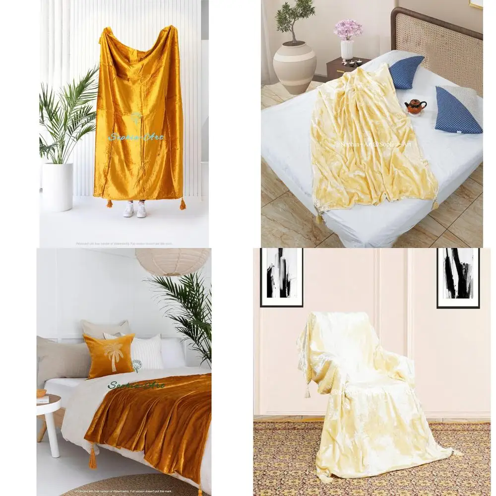 Luxury Crushed Velvet Throw Blanket with Tassels - Soft Sofa Bed Warm Boho Cozy Plush Lightweight Pet-Friendly
Luxury Crushed Velvet Throw Blanket with Tassels - Soft Sofa Bed Warm Boho Cozy Plush Lightweight Pet-Friendly