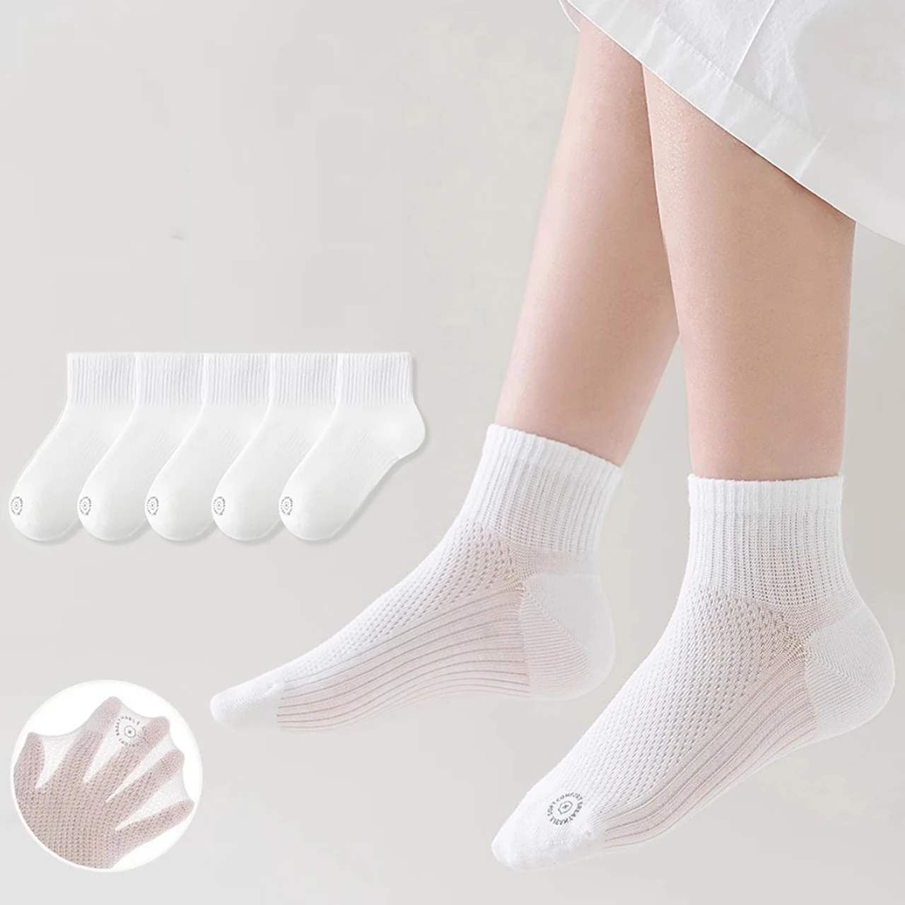 5Pair Children Mesh Socks Lightweight Summer Cotton Socks for Boys Girls Odour-resistant White Sports Sock Kids Mid-calf Sock
5Pair Children Mesh Socks Lightweight Summer Cotton Socks for Boys Girls Odour-resistant White Sports Sock Kids Mid-calf Sock