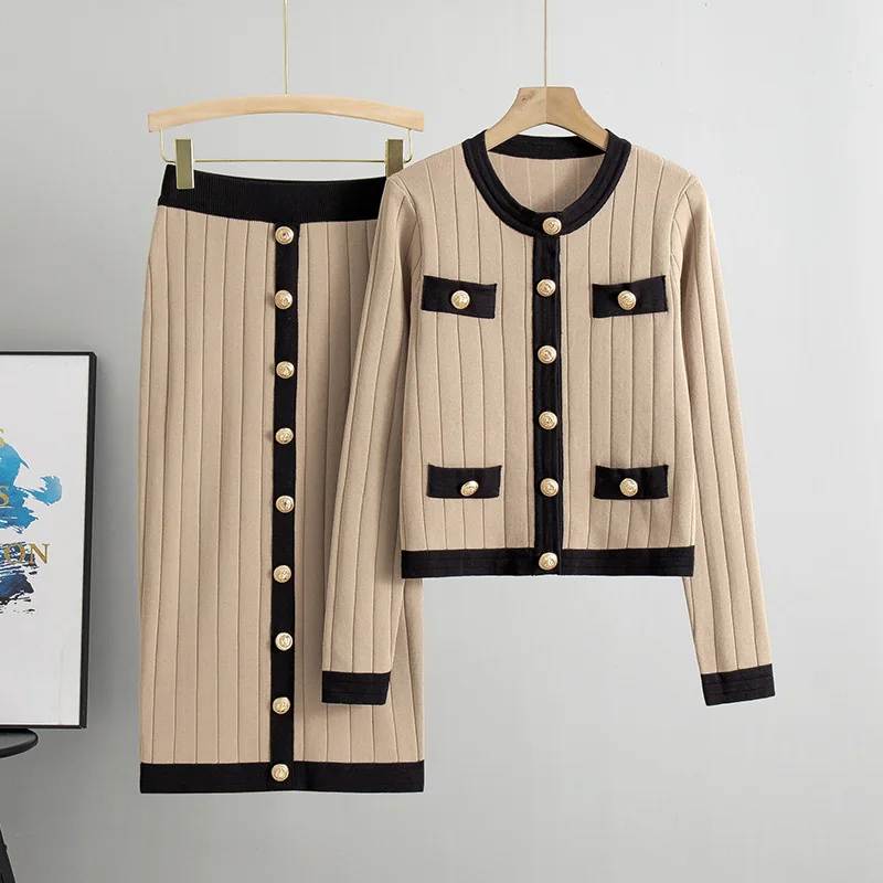 Spring Autumn Women Clothing Suit A-line Half-body Skirt and Long-sleeved Knitted Cardigan 2pcs Set Fashion Casual Women Set
Spring Autumn Women Clothing Suit A-line Half-body Skirt and Long-sleeved Knitted Cardigan 2pcs Set Fashion Casual Women Set