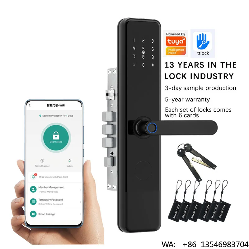 Outdoor Waterproof Intelligent Lock with TTLock for Wooden/Aluminum Alloy Doors Built-in Doorbell and Wi-Fi App Control Tuya
Outdoor Waterproof Intelligent Lock with TTLock for Wooden/Aluminum Alloy Doors Built-in Doorbell and Wi-Fi App Control Tuya