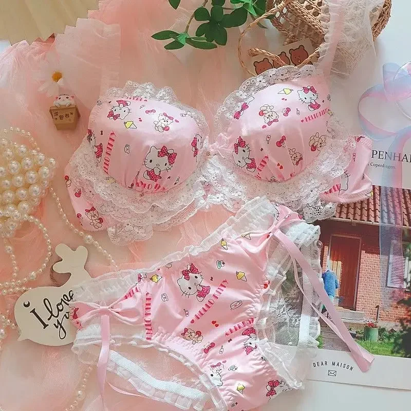 Sanrio Hello Kitty Kawaii Girls Underwear Cartoon Anime Print Lace Edge Accessories Pure Desire Push-up Bra Cute Clothes Set
Sanrio Hello Kitty Kawaii Girls Underwear Cartoon Anime Print Lace Edge Accessories Pure Desire Push-up Bra Cute Clothes Set