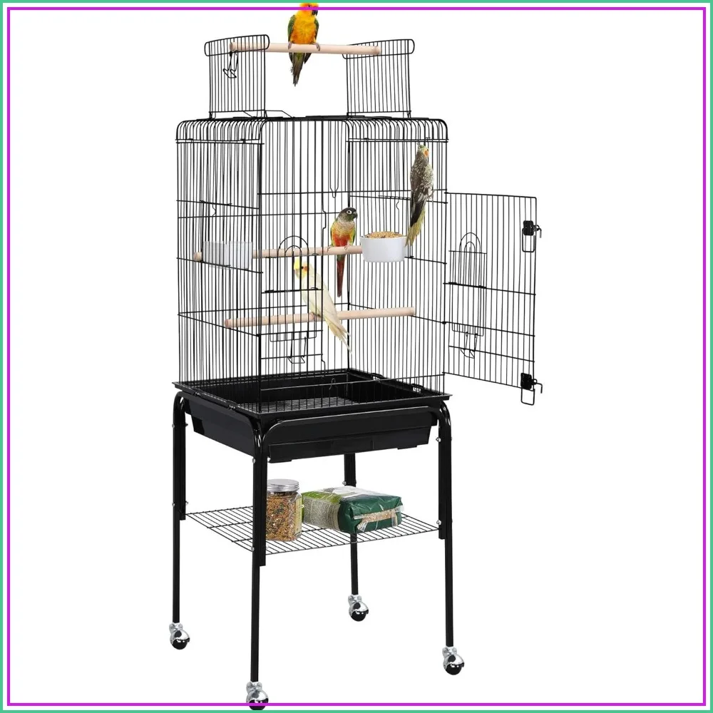 53.5" Open Top Parrot Cage with Detachable Rolling Stand, Play Top for Cockatiels, Sun Conures, Small to Medium Birds
53.5" Open Top Parrot Cage with Detachable Rolling Stand, Play Top for Cockatiels, Sun Conures, Small to Medium Birds
