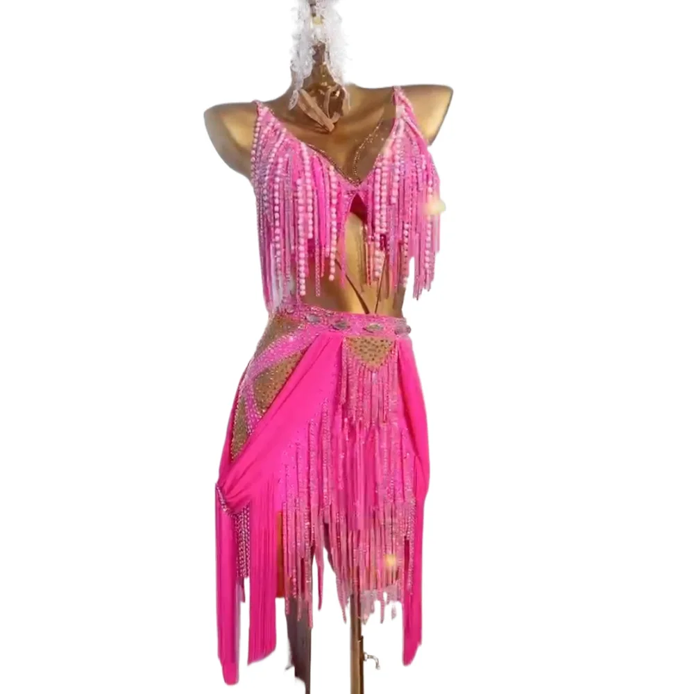 Latin Dance Competition Competition Uniform High-end Custom Strap Fabric Belt Diamond Rumba Cha Tango Clothing Black Pool Dress
Latin Dance Competition Competition Uniform High-end Custom Strap Fabric Belt Diamond Rumba Cha Tango Clothing Black Pool Dress