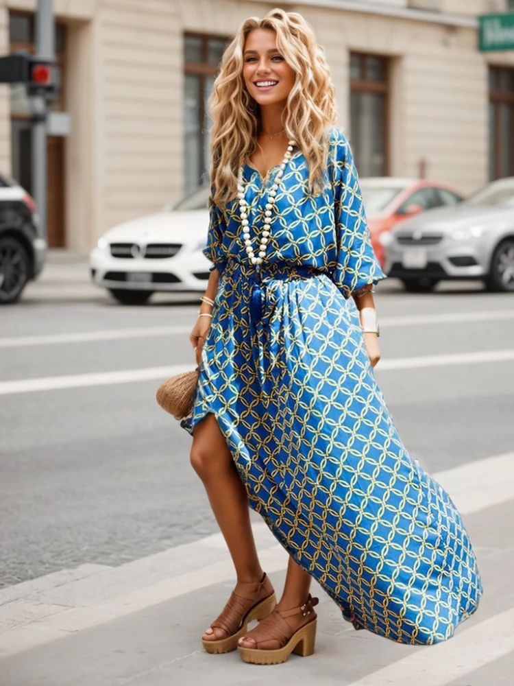 Hot Sale Woman V-neck Sexy Skirt Geometric Print Slim-Fit Cardigan Tied Split Long Sleeves Dress Temperament Daily Wear Clothing
Hot Sale Woman V-neck Sexy Skirt Geometric Print Slim-Fit Cardigan Tied Split Long Sleeves Dress Temperament Daily Wear Clothing