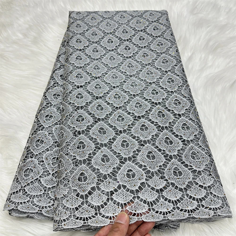 African Lace Fabric 5 yards High Quality Cord Guipure Lace Embroidery Lace With Stones For Women Party Dress
African Lace Fabric 5 yards High Quality Cord Guipure Lace Embroidery Lace With Stones For Women Party Dress
