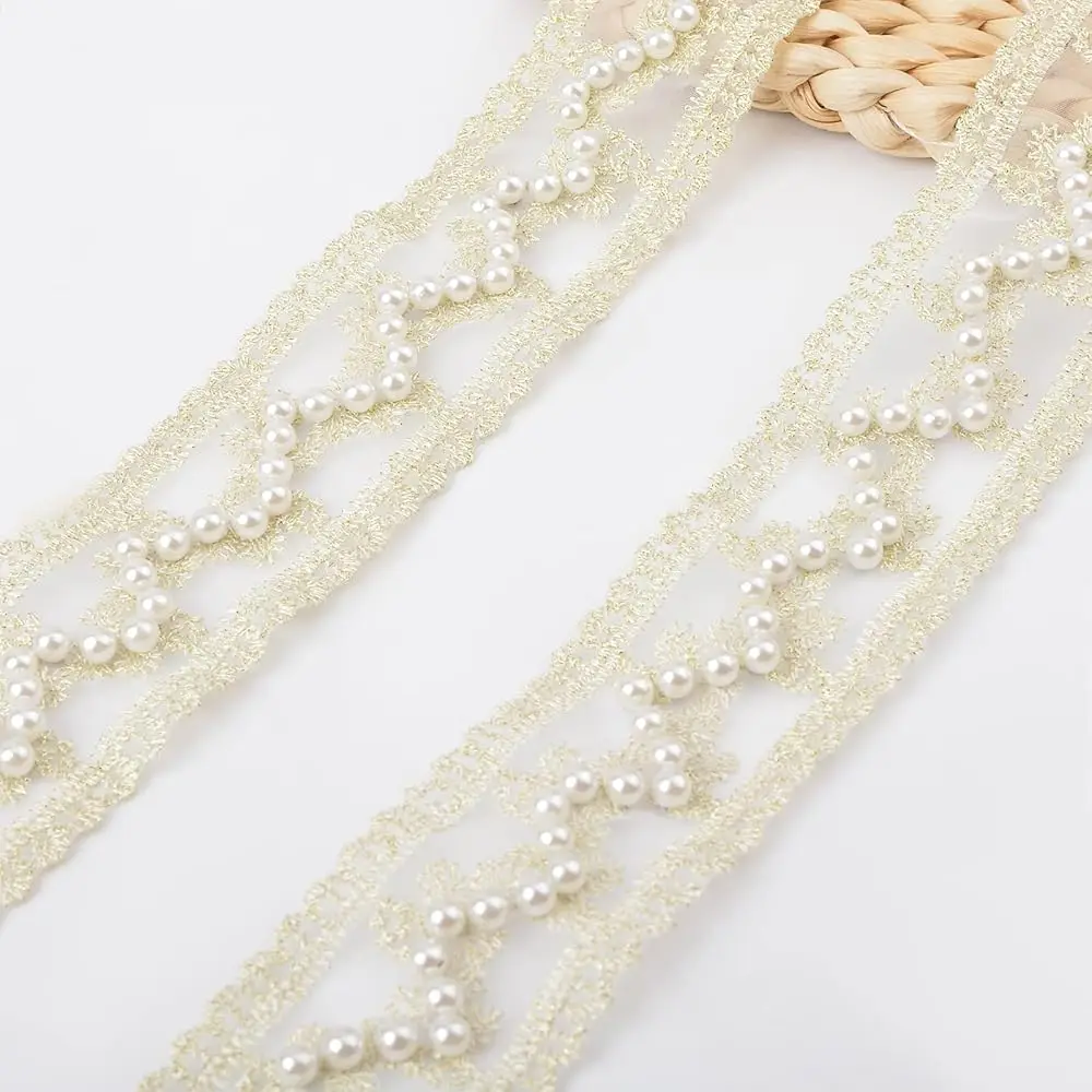 Beaded Lace Trim, Gold Threads Embroidered Mesh Ribbon Organza Applique Sewing Craft Supplies for Clothing Curtain Table Runn
Beaded Lace Trim, Gold Threads Embroidered Mesh Ribbon Organza Applique Sewing Craft Supplies for Clothing Curtain Table Runn