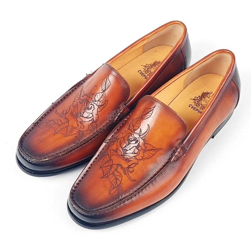 Men's Penny Shoes Genuine Leather Handmade Comfortable Flat Loafers Laser Pattern Men's Banquet Leather Shoes
Men's Penny Shoes Genuine Leather Handmade Comfortable Flat Loafers Laser Pattern Men's Banquet Leather Shoes
