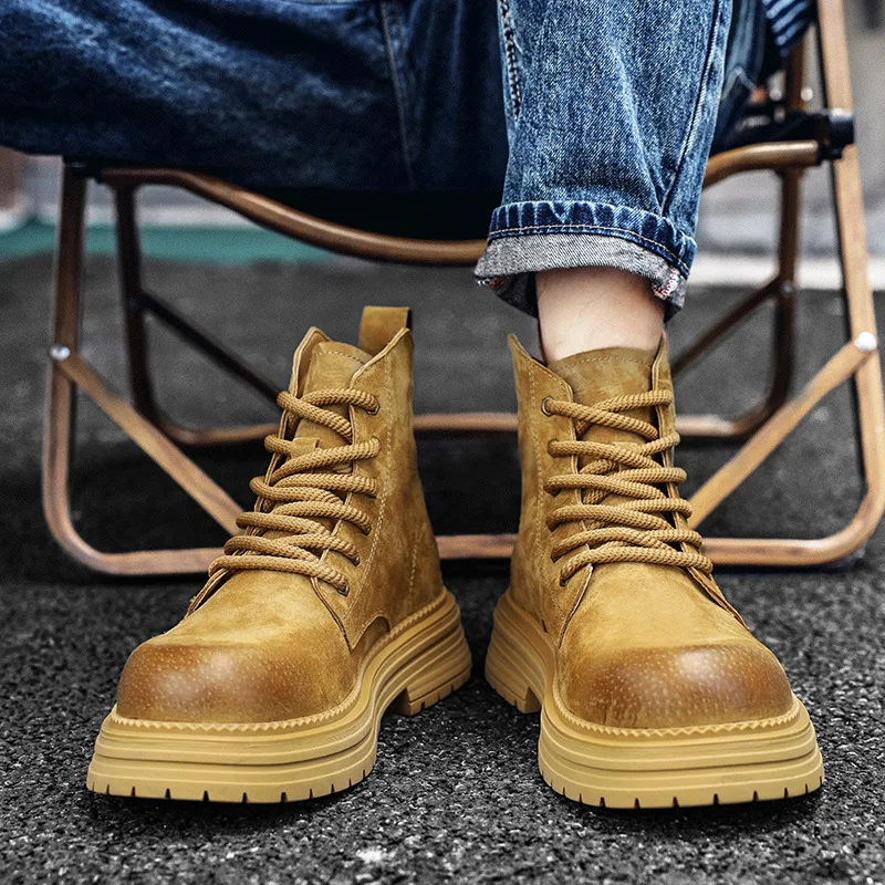 Genuine Leather Hot-Selling Mid-High Top Single Shoes Side Zipper Snow Boots Autumn Winter Men's Shoes Korean Style Casual Shoes
Genuine Leather Hot-Selling Mid-High Top Single Shoes Side Zipper Snow Boots Autumn Winter Men's Shoes Korean Style Casual Shoes