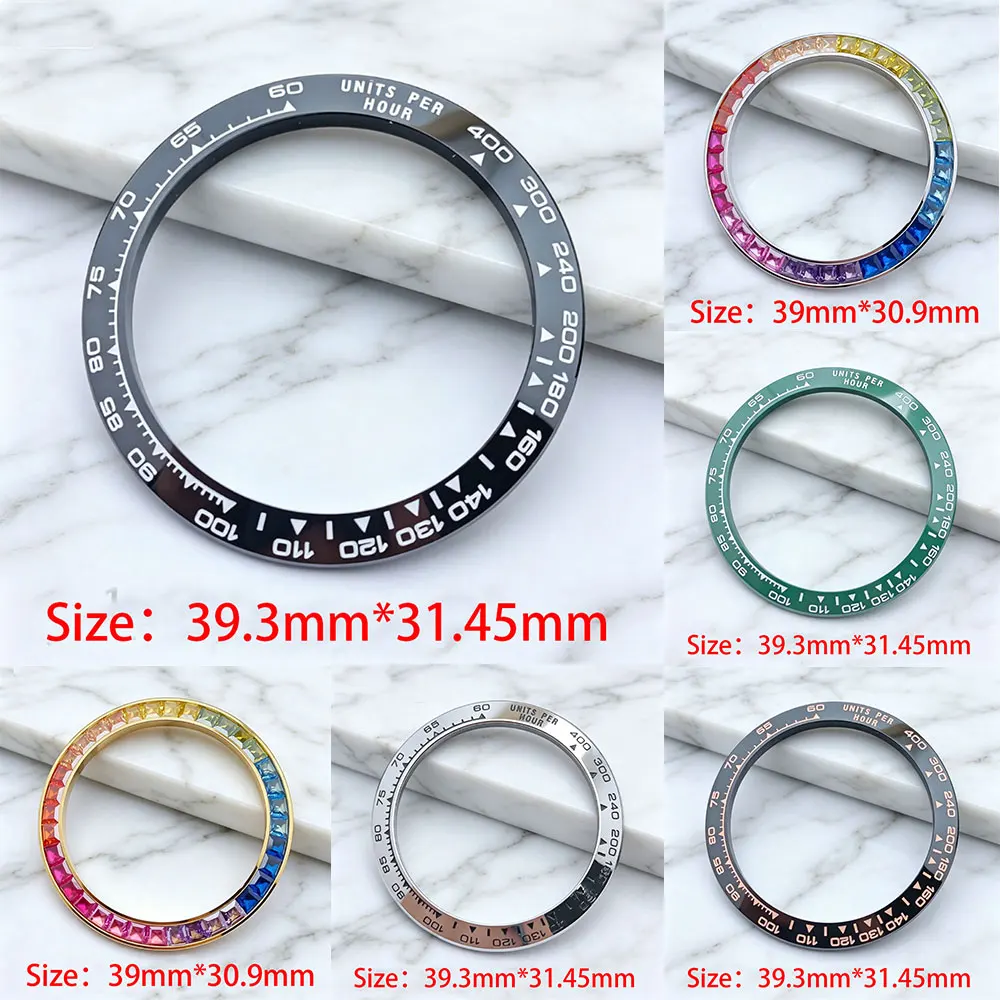 Daytona watch ceramic or metal beveled bezel 39.3mm * 31.5mm suitable for VK63 quartz movement watch assembly
Daytona watch ceramic or metal beveled bezel 39.3mm * 31.5mm suitable for VK63 quartz movement watch assembly