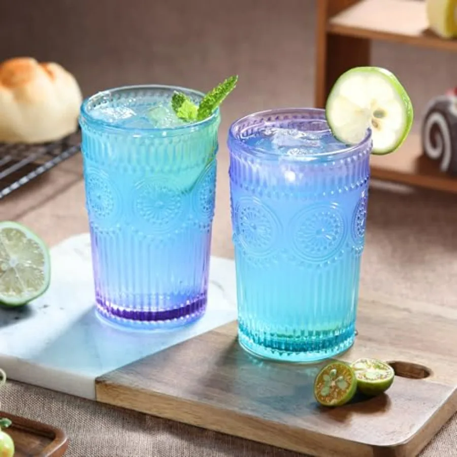 6pcs Vintage Drinking Glasses Set, 12 oz Glass Cups, Embossed Ribbed Glassware Drinking Glasses for Cocktail, Water, Juice, Cof
6pcs Vintage Drinking Glasses Set, 12 oz Glass Cups, Embossed Ribbed Glassware Drinking Glasses for Cocktail, Water, Juice, Cof
