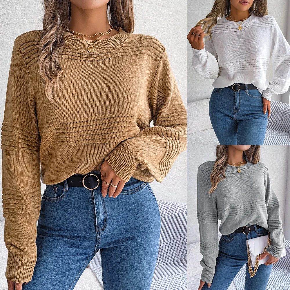 Sweater for Female Autumn and Winter Fashion Casual New Texture Solid Color Long Sleeve Knit Pullover Blouse
Sweater for Female Autumn and Winter Fashion Casual New Texture Solid Color Long Sleeve Knit Pullover Blouse